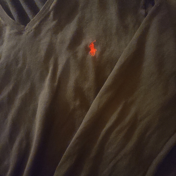 Polo by Ralph Lauren V-Neck Sweater Shirt | Black | Lightweight | Pima | Cotton - Picture 5 of 6